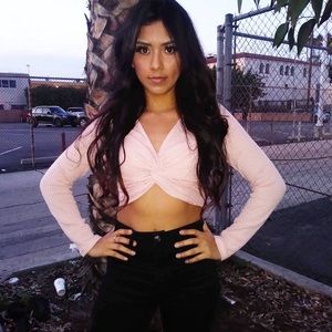 Baby pink long sleeve crop top